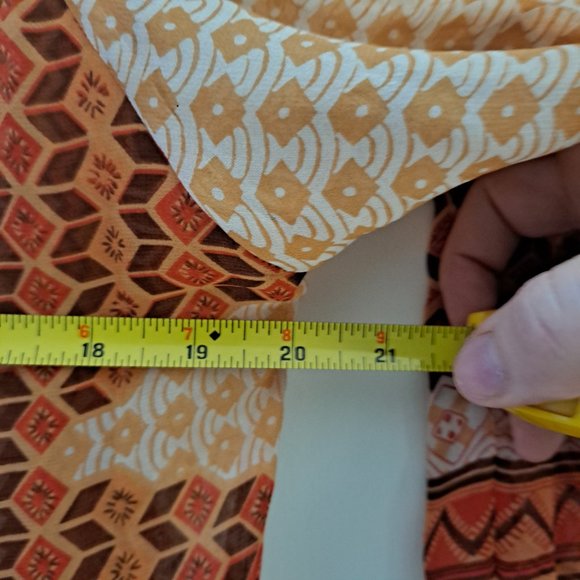 JOIE  Orange Abstract Print Semi Sheer V-neck Blouse - Picture 5 of 5